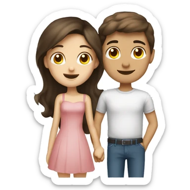 Brunette girl brunette boy lovingly couple sticker