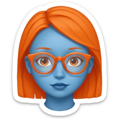 blue skinned orange glassed child girl sticker