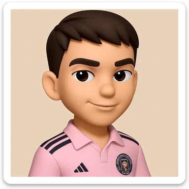 this image in 3d-emoji style with a confident expression and a slimmer face sticker