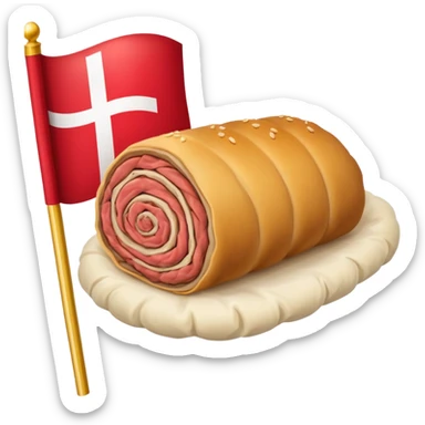country  flag with mutton roll in the middle sticker