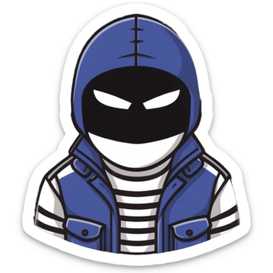 classic robber with mask and striped shirt sticker