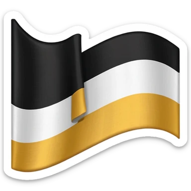 a tricolor flag with three equal horizontal bands of black, white and gold. sticker