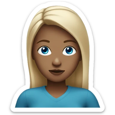 Dark blond girl with blue eyes with a phone in her hand sticker