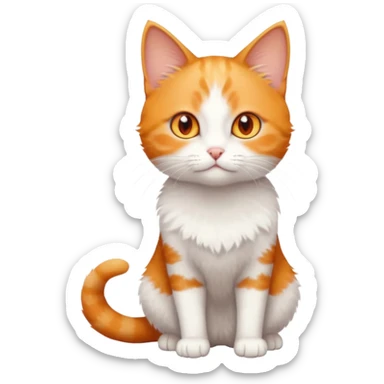 full body small short hair ginger and white cat with orange eyes  sticker