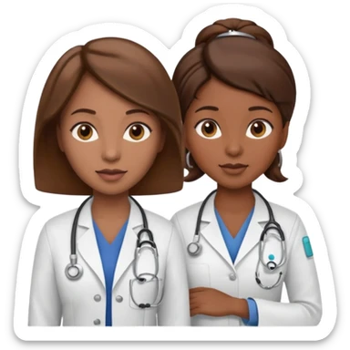 black female doctor and ultrasound technician brown hair on technician sticker