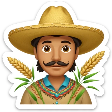 Campechano con una ramita de trigo en la boca sticker