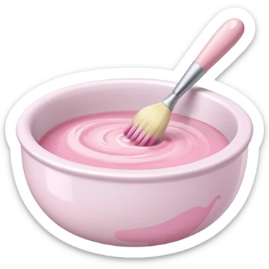 bowl of pastel pink hair dye with a brush beside it sticker