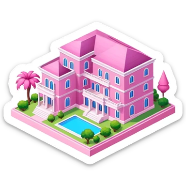 Magnificent pink villa, isometric sticker