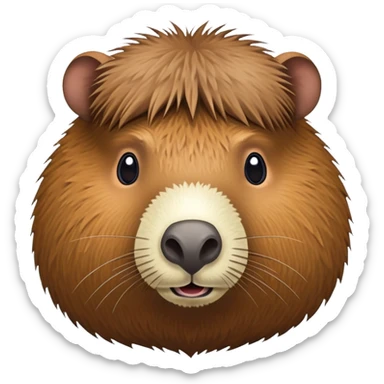 A capybara-coconut hybrid with the animal's head and a round, brown, textured coconut as its body sticker