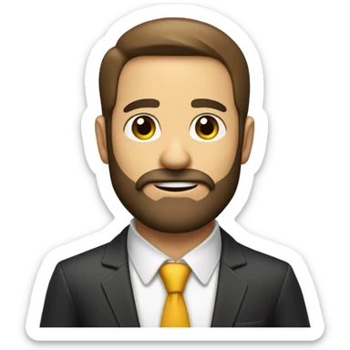 um homem de terno e gravata,  careca e com barba  sticker