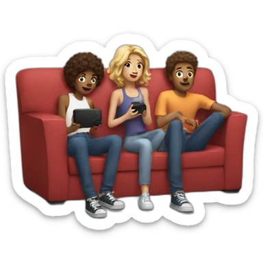 a group of friends watching tv sticker