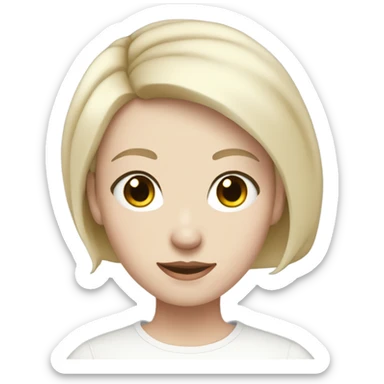 pale skin young woman with a black short hair white shirt sticker