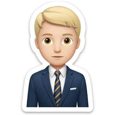 Young man, tailored trousers, a crisp button-down shirt, a blazer, and tie

 sticker