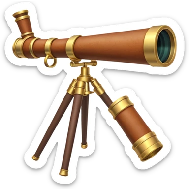 pirate spyglass object icon, brass telescope, leather grip, 3D cartoon, mobile game icon style, centered, clean background, no text, no watermark
 sticker