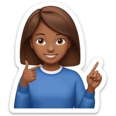 Make an emoji of a girl (no glasses) with brown hair who is teaching how to use iMessage to a class sticker