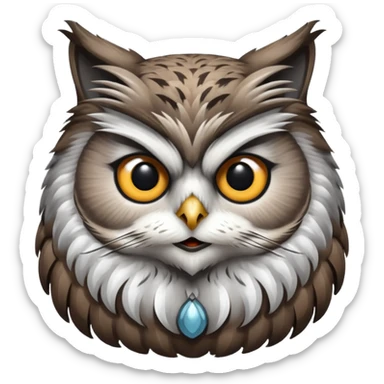 The owl with cat's face sticker
