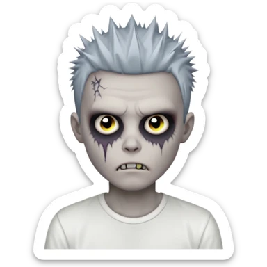 zombie boy with spiky emo hair and white shirt emoji to use or share on Discord and Slack. sticker