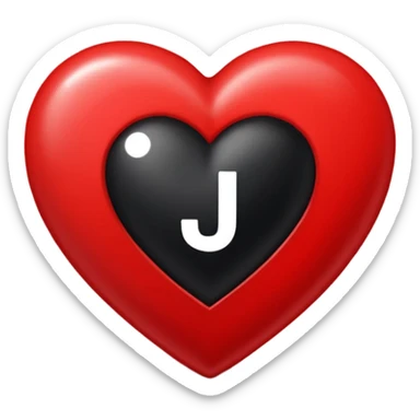 Un corazón grande rojo con la letra" J" en negra y en  mayúscula y en el centro  sticker