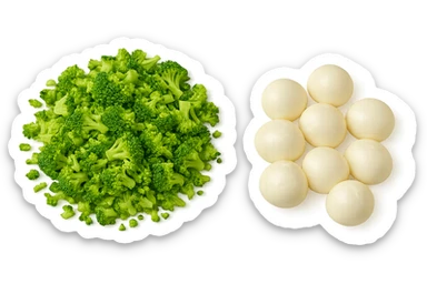 broccoletti sminuzzati accanto a mozzarelle sticker