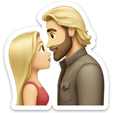 Brunette guy with beard kissing blond girl with long hair sticker