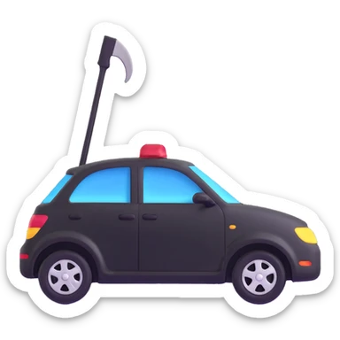 black luxury car door with a clearly visible dent on the bodywork, PDR (Paintless Dent Repair) tools such as rods positioned above the damage, elegant and modern sticker