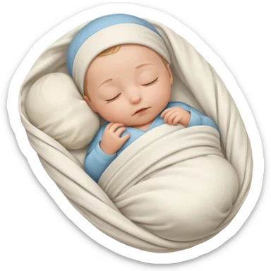 A new born baby boy wrapped in a swaddle sticker