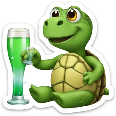 A turtle drinking alcohol sticker