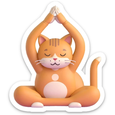 cat doing yoga camel pose with arched back sticker
