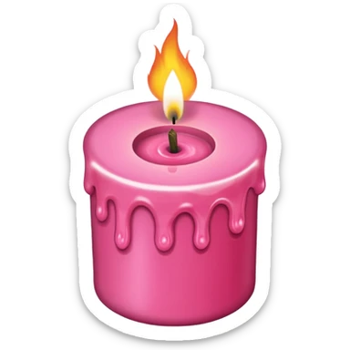 A drawing of a flaming pink candle that could be used at a romantic dinner table. The camera is a Bird's-Eye View angle. sticker