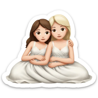 two girls lying on top of each other wrapped around each other sticker