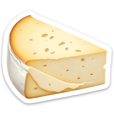 cinematic-realistic-brie-cheese-emoji,-featuring-soft-ripened-cheese-with-a-delicate white rind-rendered-with-lifelike-detail-and-inviting,-natural-lighting sticker