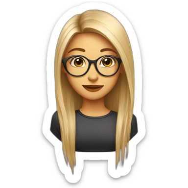 Girl with metal spectacles, long straight hair, ear piercings sticker