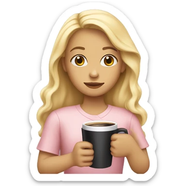 Blonde Girl holding a light pink bible with a cross on it and a coffee sticker