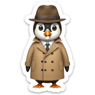 kahverengi trençkotlu penguen dedektif  sticker