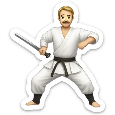 man practicing historical European martial arts with a sword sticker