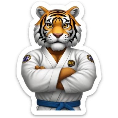 Tiger with evil face   jiu jitsu with his arms crossed sticker