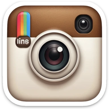 Create a [Instagram] in a minimalist, playful hand-drawn doodle style, using thick, uneven black outlines and keeping the object white with two small black dot eyes. Center the anthropomorphic object within a solid-colored circular background, maintaining the simple, cartoonish feel. sticker