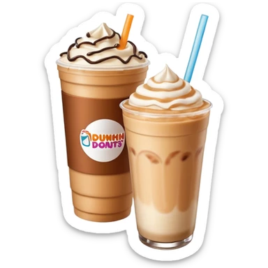 Dunkin’ Donuts iced latte with a carton of coffee milk next to it sticker
