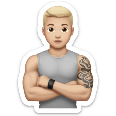 Flexing arm with no color tattoo sleeve sticker