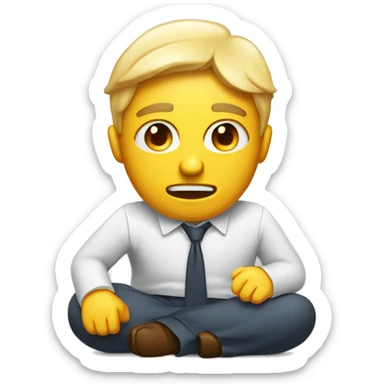 a person working hard in the office about to burn out and sweating sticker