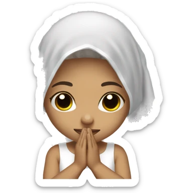 Light skin girl praying with eyes closed and lace white veil  sticker