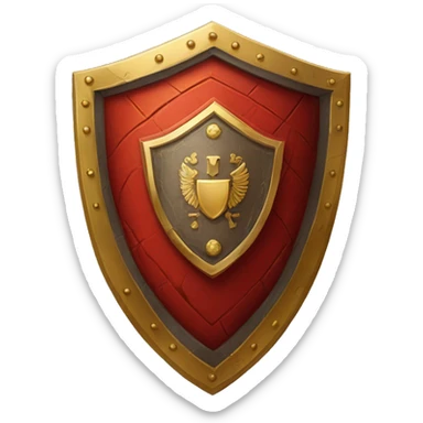  A large, oval-shaped red shield with golden edges and a central gold emblem. The shield is decorated with geometric patterns, representing the protection of Roman legionaries.

 sticker