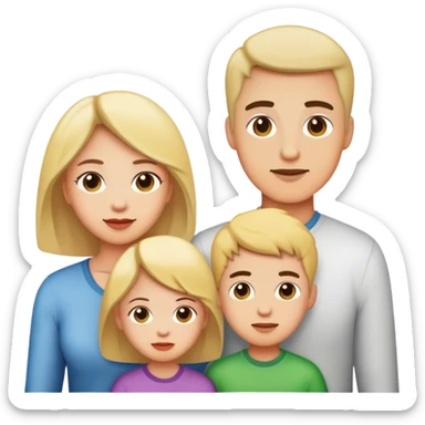 Family with mom dad son daughter sticker