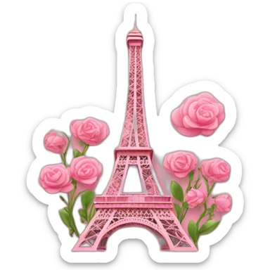 Pink Eiffel tower with flowers sticker