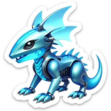  Epic legendary realistic rare glowing mechanical Shiny sparkly transparent bioluminescent luminescent vibrant bright pastel dark exotic iridescent colorful gradients futuristic modern metallic glossy glittery fantasy-cyber-Protogen-Fakémon-Pokémon-Vernid-creature sticker