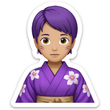 não binário japones kimono roxo sticker