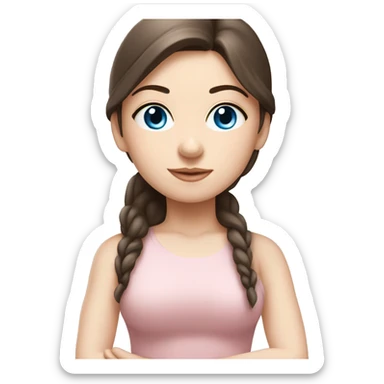 yoga brunette blue eyed and pale skin girl wearing light pink  sticker