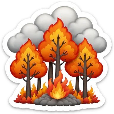 a forest fire were every tree is in fire  sticker