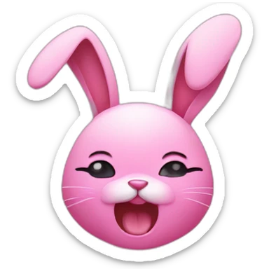 Pink rabbit crying, yellow teeshirt sticker