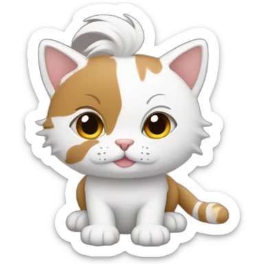Chico con pelo blanco con orejas de Gato  sticker